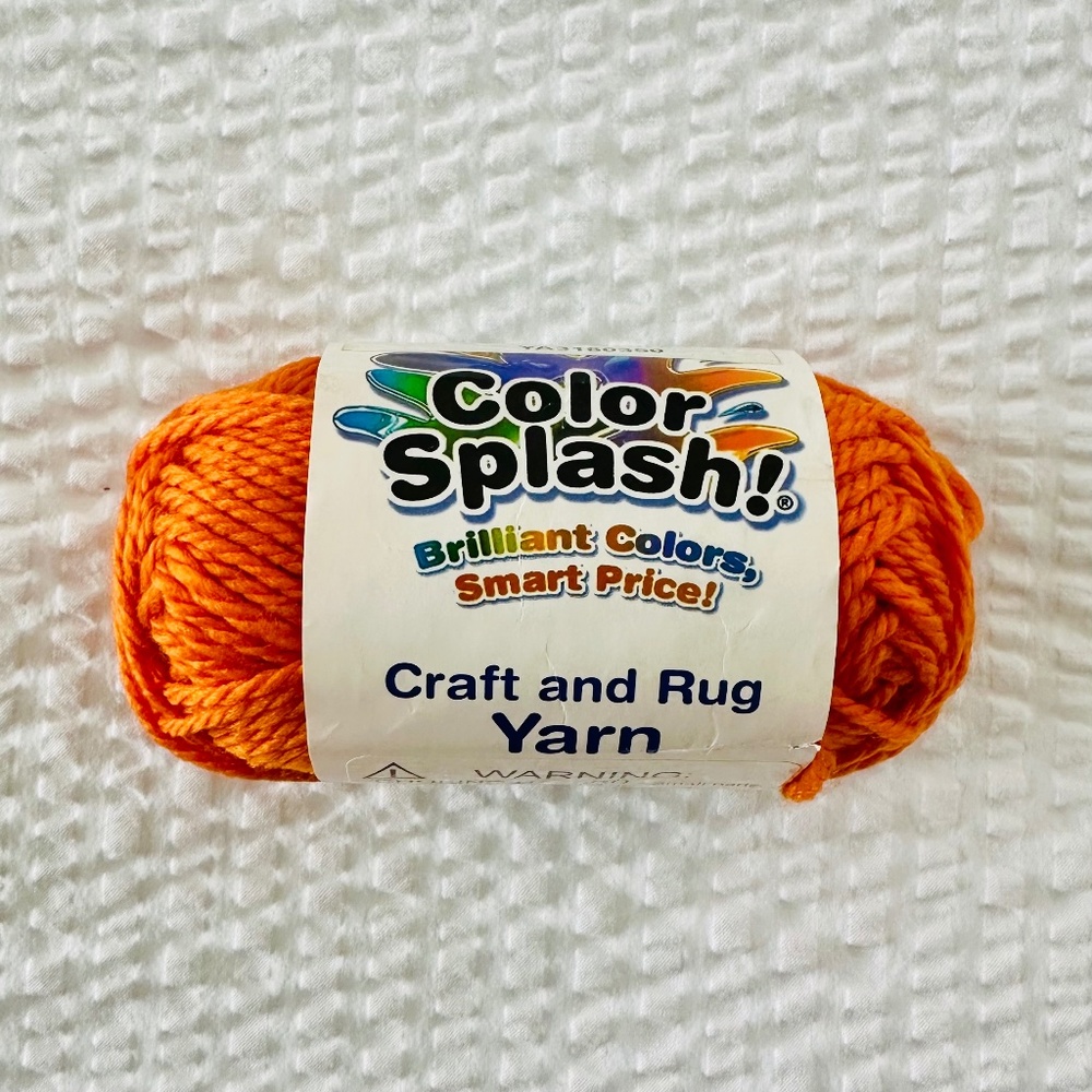 COLOR SPLASH! Pumpkin Orange Polyester Craft and Rug Yarn 60 yards NWT